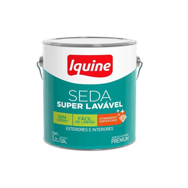 Tinta Premium Acrílica Acetinado Seda Branco Neve 3,6L Iquine