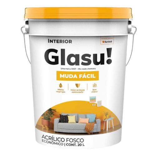 Tinta Econômica Acrílica Fosco Glasu Branco 20L Suvinil