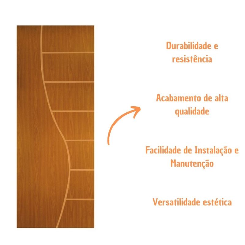 Folha de Porta Frisada Melamínica Colméia Cantareira Mogno 210x60cm