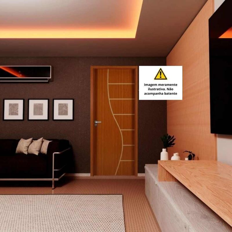 Folha de Porta Frisada Melamínica Colméia Cantareira Mogno 210x60cm