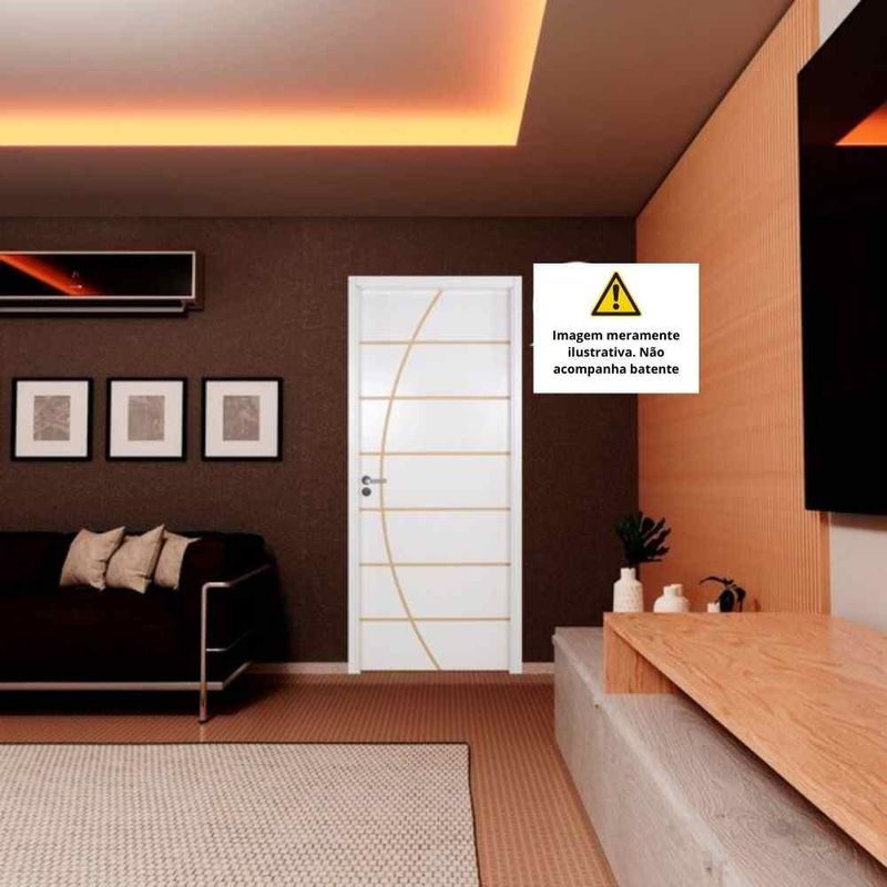 Folha de Porta Frisada Melamínica Colméia Neblina Branco 210x60cm