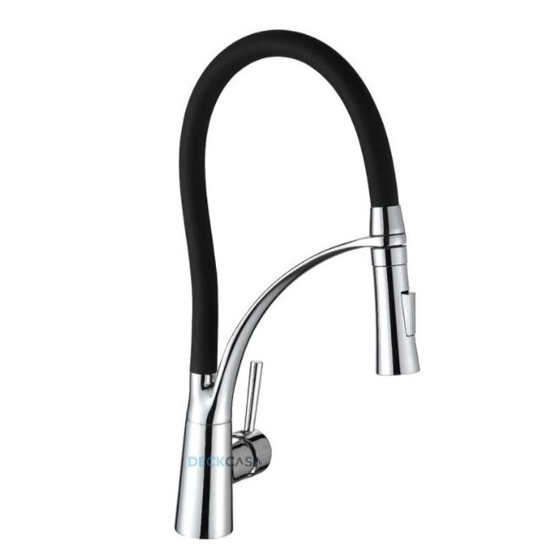 Monocomando para Cozinha Mesa 1/4V Bica Alta Cromado/Preto Gourmet