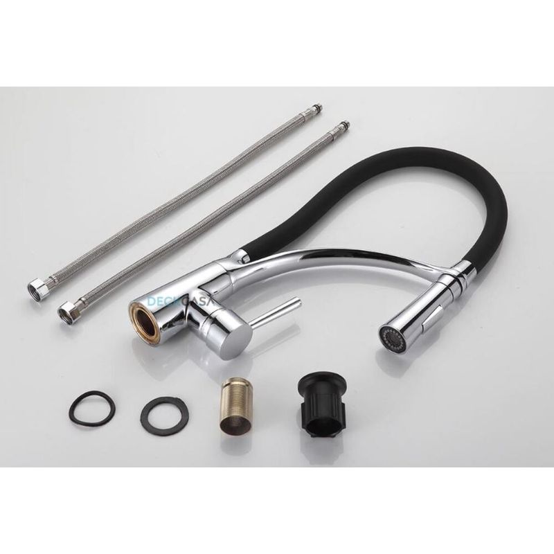 Monocomando para Cozinha Mesa 1/4V Bica Alta Cromado/Preto Gourmet