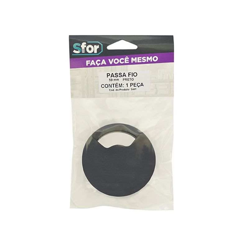 Passa Fio 59mm Preto 1 Peça