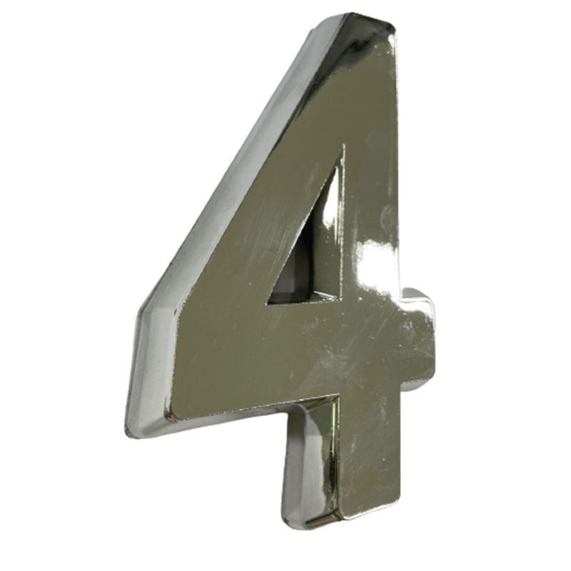 Número 4 Plástico Abs Cinza Cromado 14,8cm