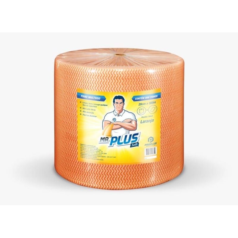 Rolo de Pano Multiuso Laranja 28x300m com 600 un Mr Plus