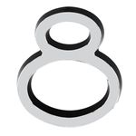 Número 8 Plástico Preto Cromado 8cm