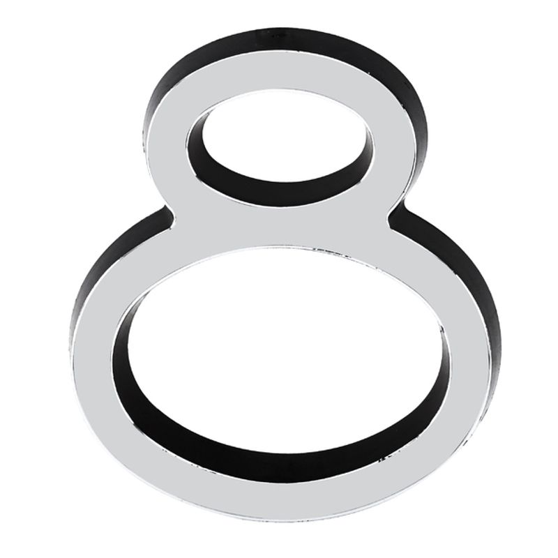 Número 8 Plástico Preto Cromado 8cm