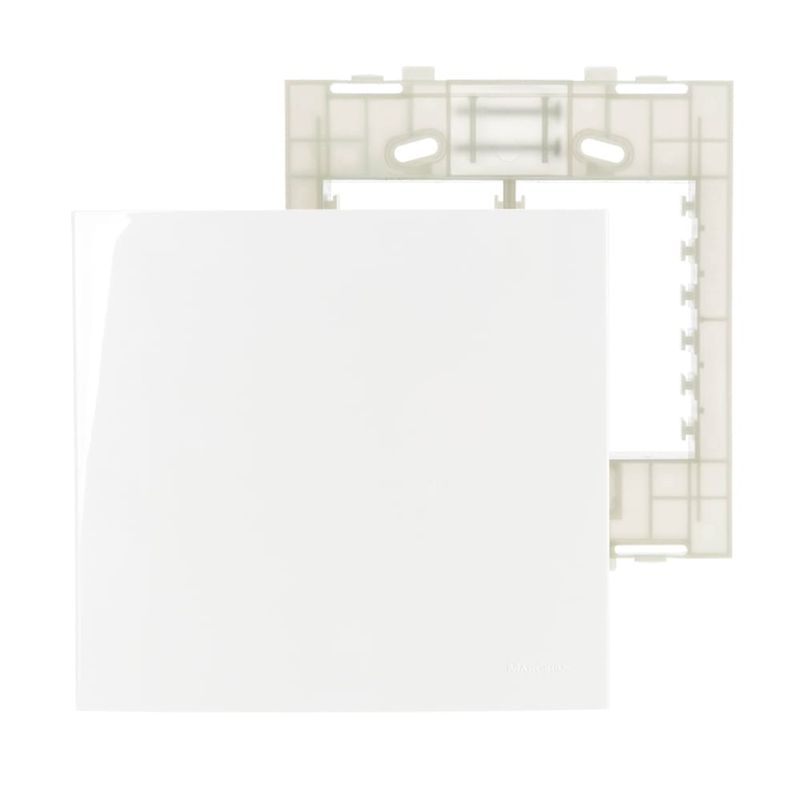 Placa Cega 4x4 com Suporte Branca Sleek