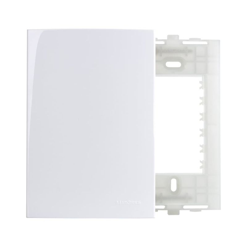 Placa Cega 4x2 com Suporte Branca Sleek