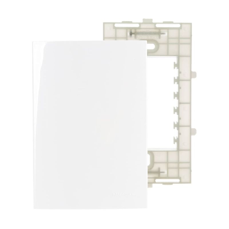 Placa Cega 4x2 com Suporte Branca Sleek