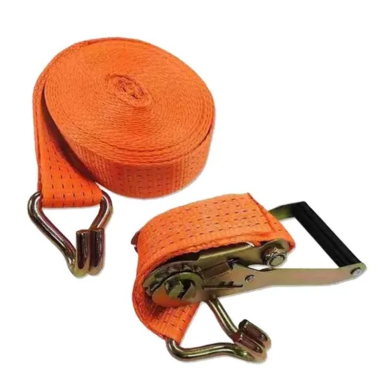 Cinta de Amarração com Catraca e Gancho J 50mmx9m até 3T Laranja