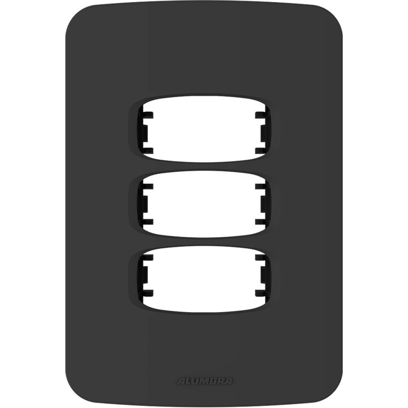 Placa 3 Postos 4x2 com Suporte Preta Gracia Maxx