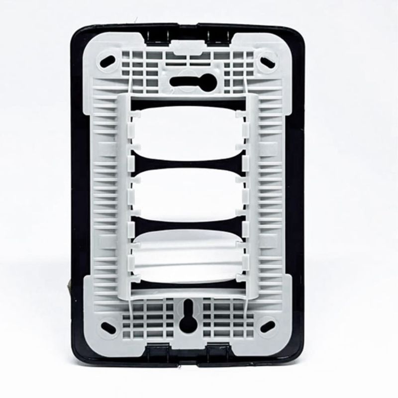 Placa 3 Postos 4x2 com Suporte Preta Gracia Maxx
