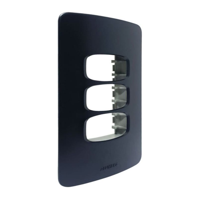 Placa 3 Postos 4x2 com Suporte Preta Gracia Maxx