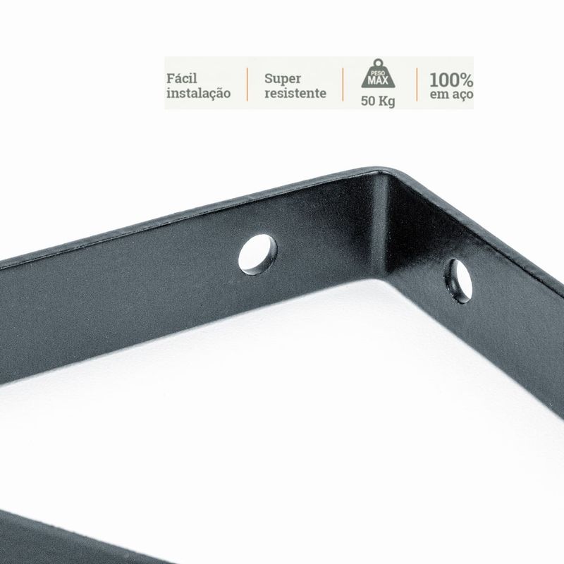 Mão Francesa Leve até 50Kg 22cm Aço Preto