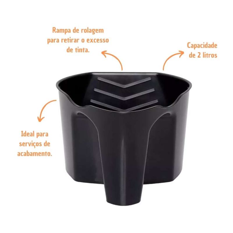 Caçamba Plástica para Pintura AT1420P Preto 2L Atlas