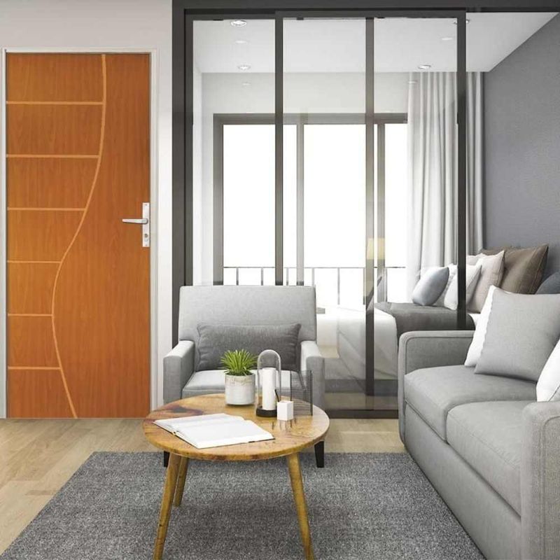 Folha de Porta Frisada Melamínica Colméia Cantareira Mogno 210x90cm