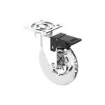 Rodízio Transparente Chapa Giratória 100mm com Freio Até 65Kg Níquel