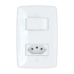 Conjunto 2 Interruptores Simples 6A + Tomada 10A 4x2 Branco Finesse+