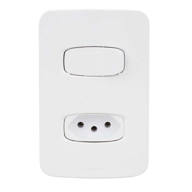 Conjunto Interruptor Simples + Tomada 2P+T 10A 4x2 Branco Gracia