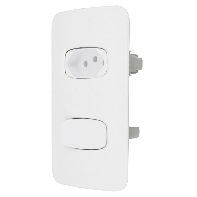 Conjunto Interruptor Simples + Tomada 2P+T 10A 4x2 Branco Gracia