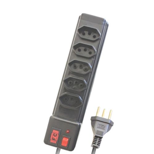 Filtro de Linha com 5 Tomadas 10 Amperes cabo com 80cm Preto