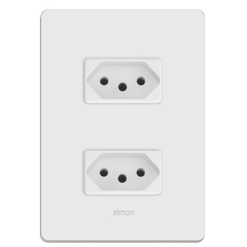 Conjunto 2 Tomadas 2P+T 10A/250V 4x2 Branco Simon 20