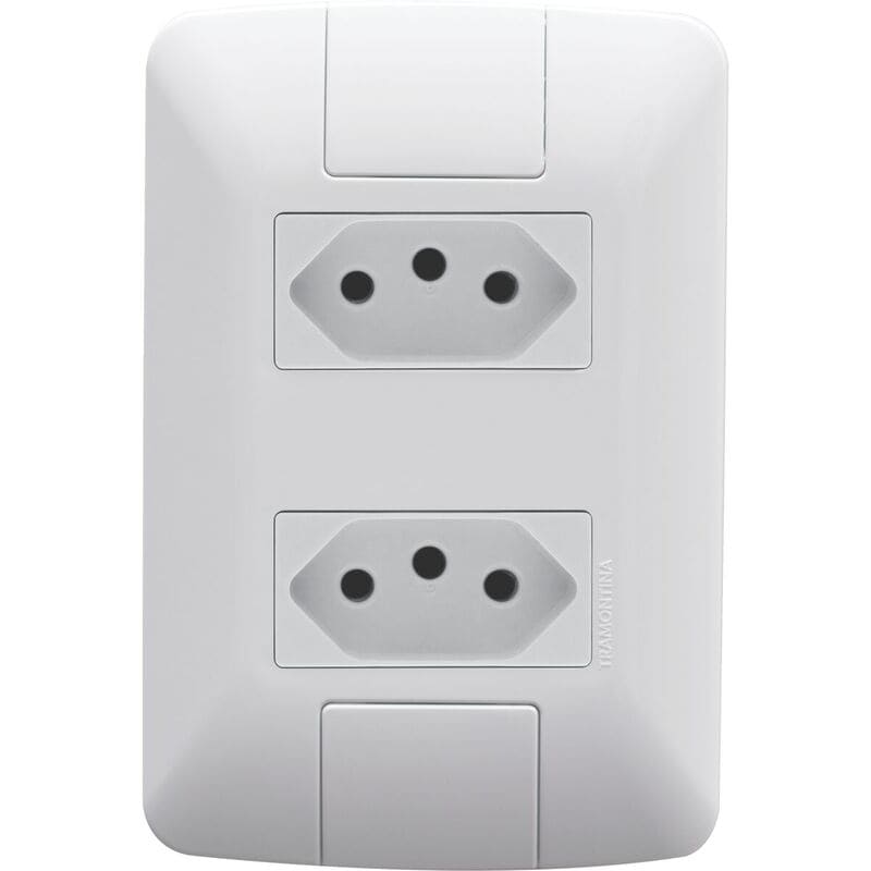 Conjunto 2 Tomadas 2P+T 10A/250V 4x2 Branco Aria