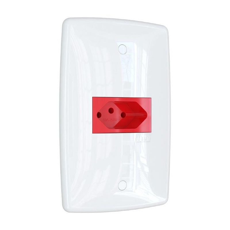 Conjunto Tomada 2P+T 20A/250V 4x2 Vermelha Finesse+