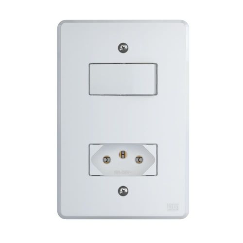 Conjunto Interruptor Simples + Tomada 2P+T 10A 4x2 Branco Equille
