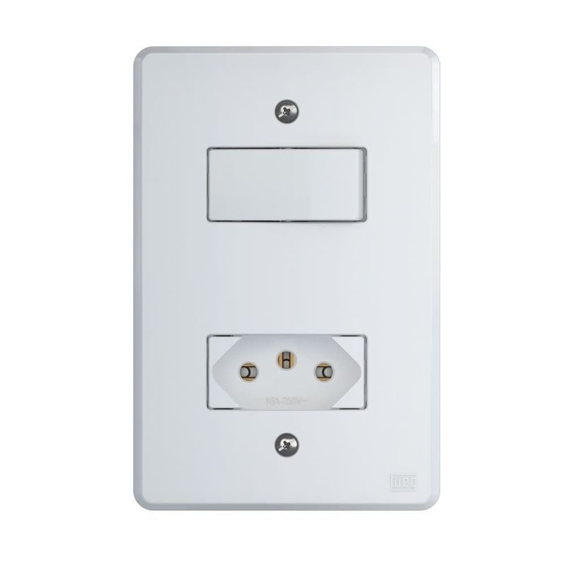 Conjunto Interruptor Simples + Tomada 2P+T 10A 4x2 Branco Equille