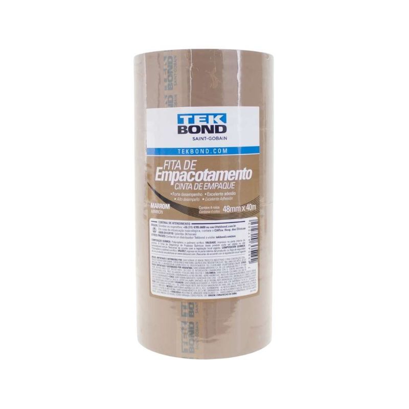 Fita de Empacotamento Marrom 48mmx40m com 4 Rolos Tekbond