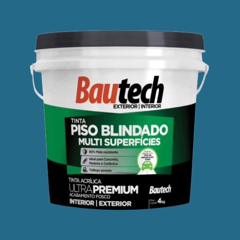 Tinta Premium Acrílica Fosco Piso Blindado Azul 4KG Bautech
