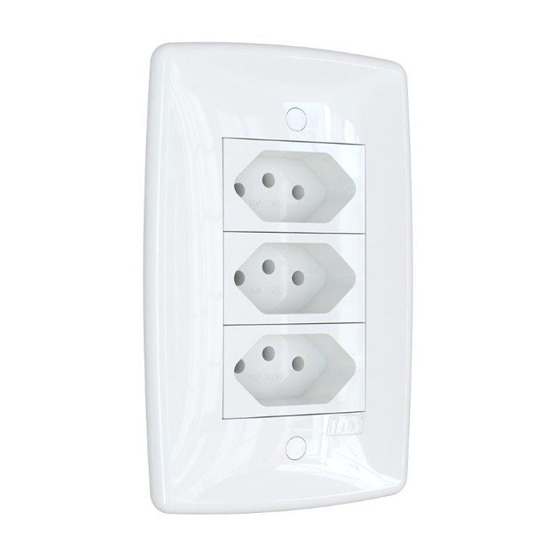 Conjunto 3 Tomadas 2P+T 10A/250V 4x2 Branco Finesse+