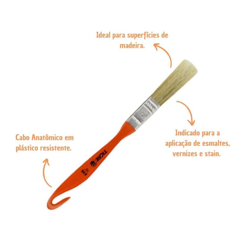 Trincha Econômica Natural Verniz Média 696 1/2" Tigre