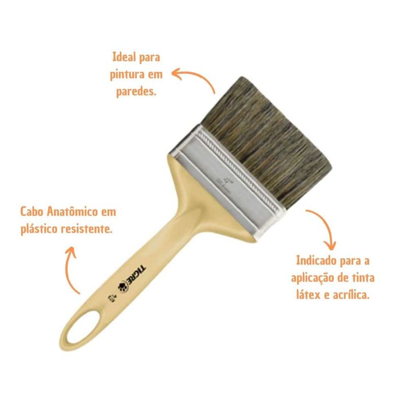 Trincha Premium Natural Latex Dupla 573 4" Tigre