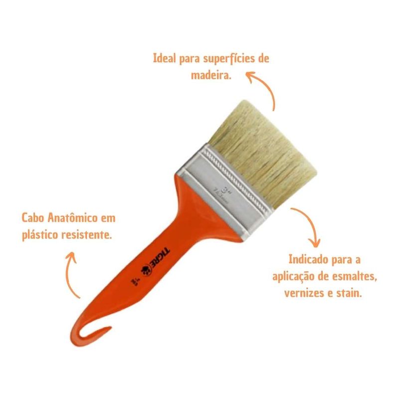 Trincha Economica Natural Verniz Média 696 4" Tigre