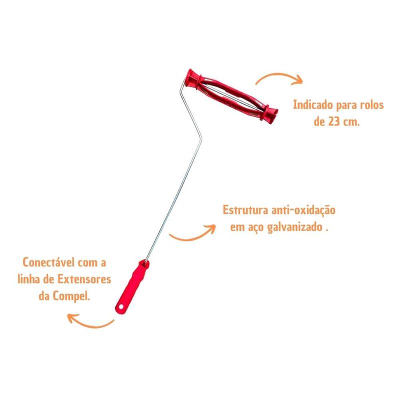 Suporte para Rolo Gaiola 2080 23cm Haste 65cm Compel