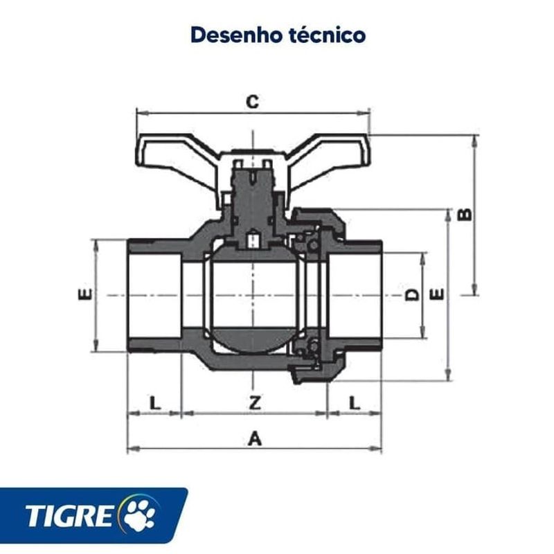 Registro de Esfera Compacto Soldável PVC 40mm Tigre