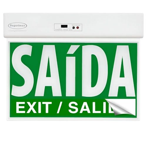 Sinalização LED Saída Emergência 2 Faces Verde Adesivo e Seletor 38529