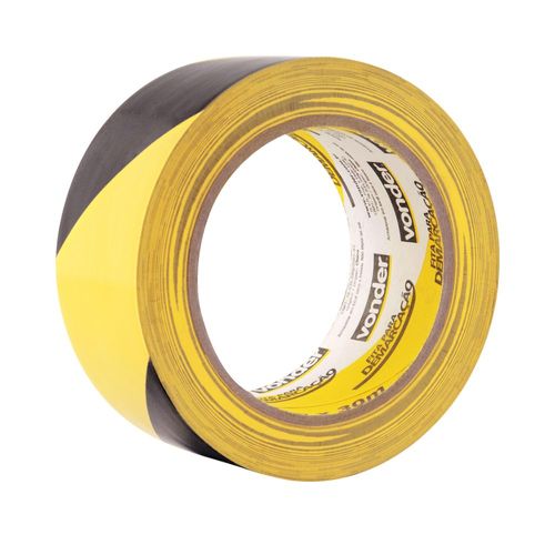 Fita Zebrada Adesiva para Demarcação 48mmx30m Preto Amarelo