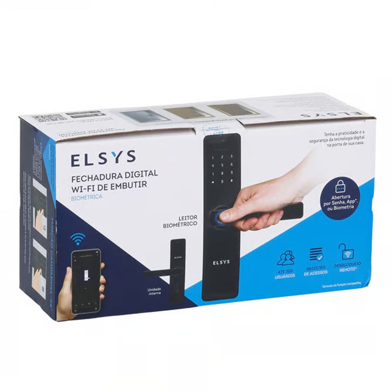 Fechadura Digital de Embutir com Biometria e Wifi DE4000B Preto
