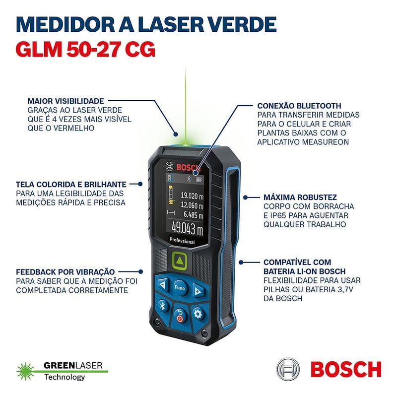 Trena a Laser Verde GLM 50-27CG Bosch