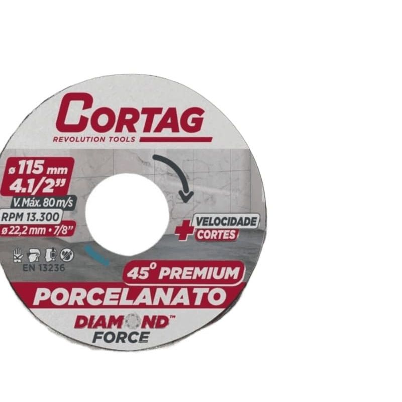 Disco Diamantado p/Chanfro 45º 4.1/2" 115x22,2mm p/Porcelanato Cortag