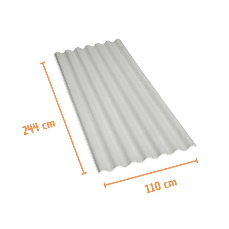 Telha Ondulada Cimentícia Cinza 5mm 2,44x1,10m Multilit
