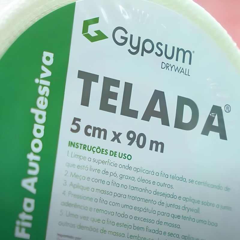 Fita Telada Fibra de Vidro para Drywall Branca 50mm 90m Gypsum