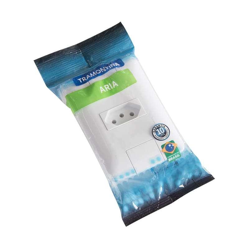 Conjunto Tomada 2P+T 10A/250V 4x2 Branco Aria