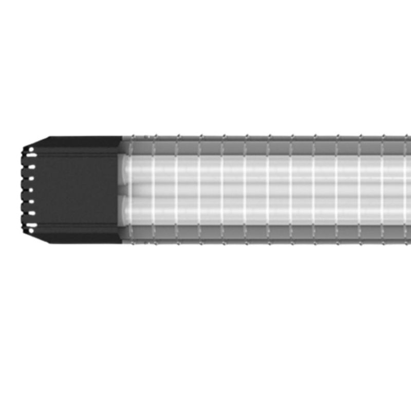 Luminária Calha Lumifácil Sobrepor Aço Preto 2 Lâmpadas T8 G13 60cm