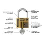 Cadeado Haste Curta E-coat 30mm Zamac Latonado